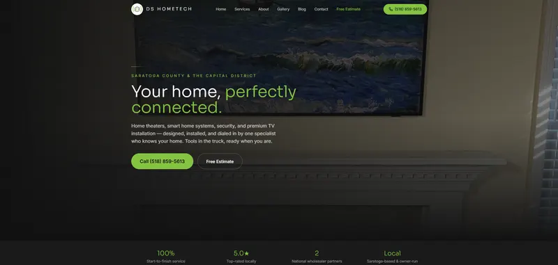The DS HomeTech website, built by CJP Enterprises