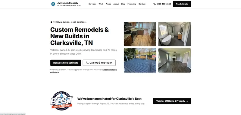 The JM Home & Property Services website, built by CJP Enterprises