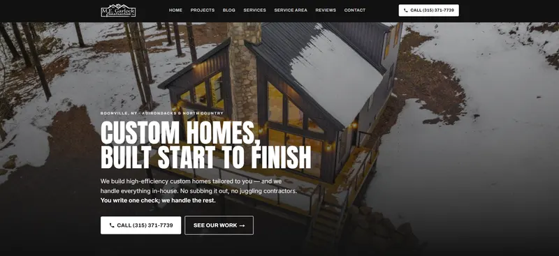 The M.E. Garlock Construction website, built by CJP Enterprises